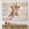 Designart - Portrait of A Giraffe With Flowers III - Farmhouse Print on Natural Pine Wood